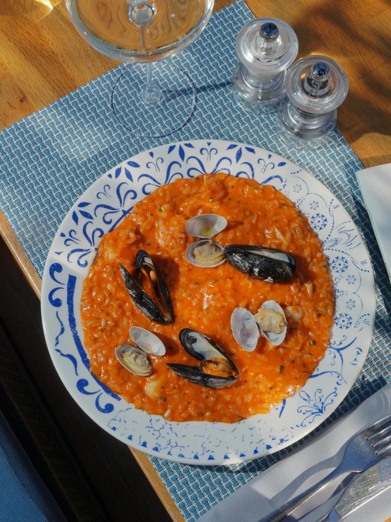 Delicious Seafood Risotto with Shellfish Plating