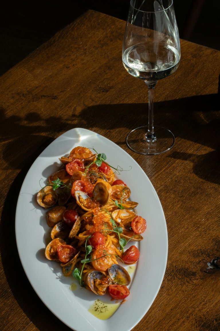 Wine and fresh sea food